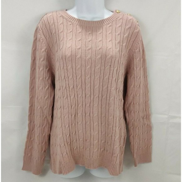 Charter Club Womens Sweater XL Pink Cable Knit - Picture 2 of 13